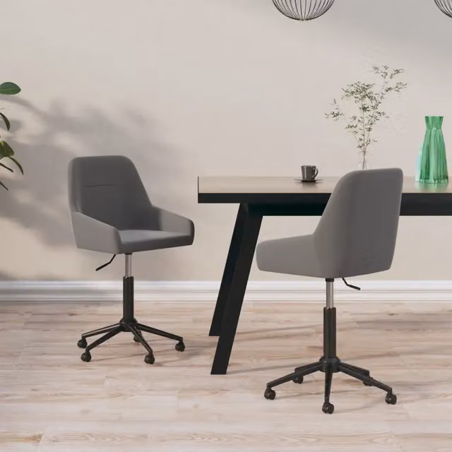 Set di 2 sedie da pranzo girevoli VIDAXL in velluto grigio con base in metallo e legno e ruote