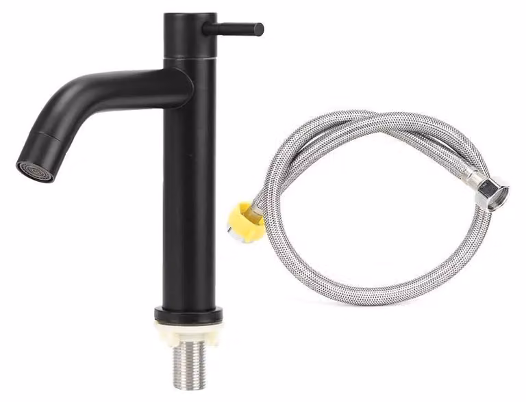 Rubinetto per lavabo in acciaio inossidabile - Maniglia ergonomica - Rubinetto solo per acqua fredda - Risparmio idrico - Design elegante - Resistente e durevole - Rubinetto