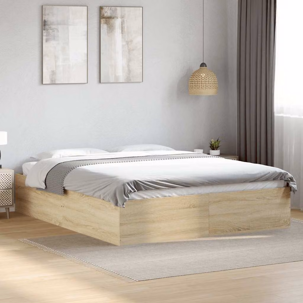 vidaXL Giroletto Moderno in Rovere Sonoma e Legno Multistrato, L/P/H: 203 x 150 x 35 cm – 1
