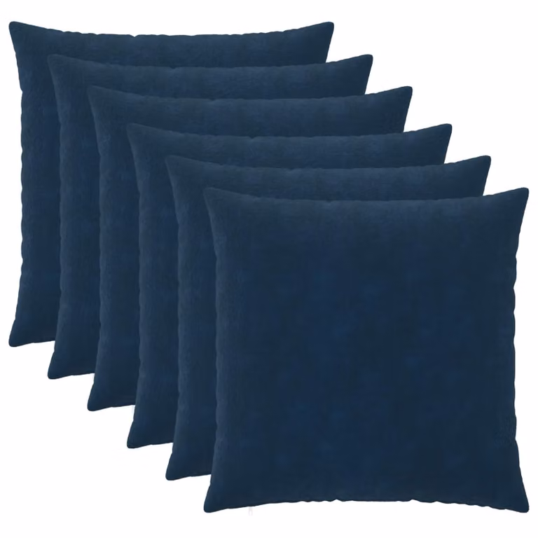vidaXL Federa 6 pcs HEERLEN Blu 80 x 80 cm Fleece in microfibra