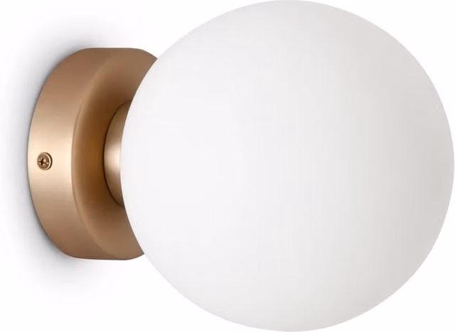Applique Maytoni Basic Form in ottone e vetro bianco con globo sferico, attacco E14