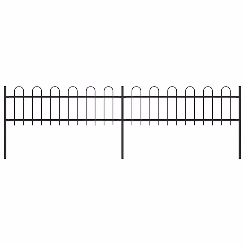 Recinzione da giardino vidaXL in acciaio con parte superiore ad anello, colore nero, L: 337 cm, H: 60 cm