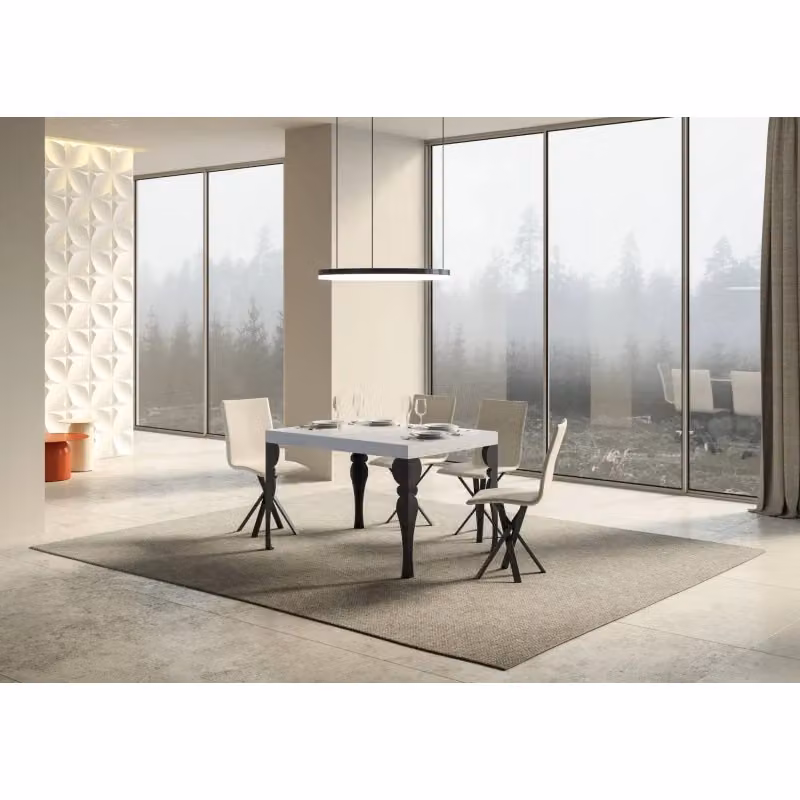 Tavolo allungabile rettangolare Itamoby in stile industrial, finitura bianco frassino e antracite, L/P/H: 90 x 77 x 104 cm – 2