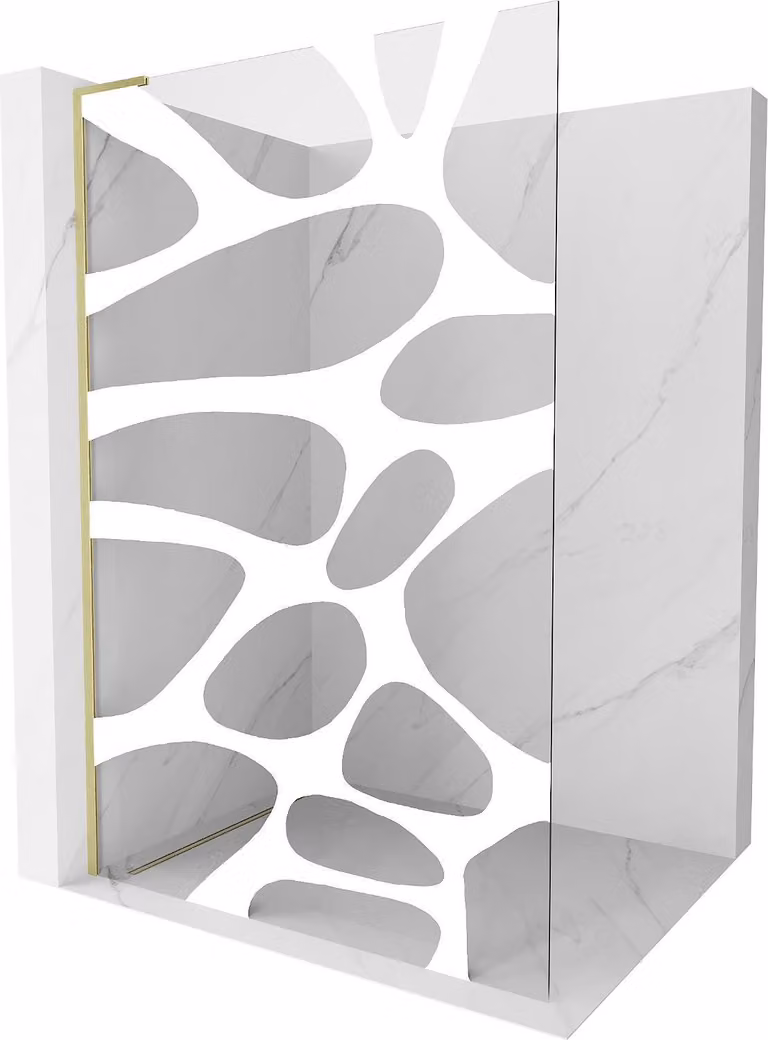Mexen Kioto L pannello doccia Walk-in 80 x 200 cm, onda bianca, oro spazzolato - 800-080-103-55-97