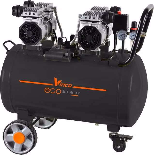 Compressore Silenziato Ecosilent VINCO da 100 litri, Oil Free, Colore Nero