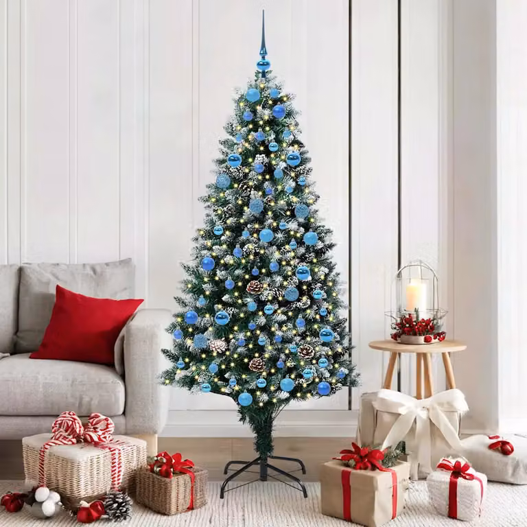 Albero di Natale artificiale verde vidaXL con 300 LED luce bianca calda, Altezza: 180 cm