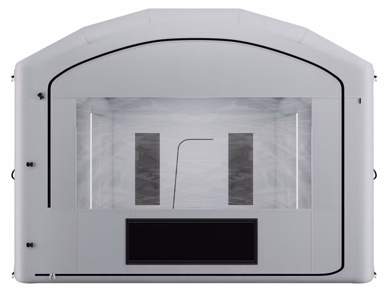 Cabina di verniciatura gonfiabile, dimensioni 9 x 4,8 x 3,6 metri, cabina di verniciatura portatile con ventilatori da 750W+950W, filtro in cotone di grandi dimensioni, area di cambio, tenda di verniciatura a tetto ad arco, adatta per pick-up di grandi di