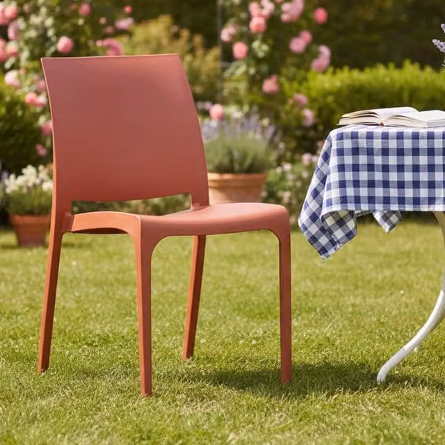 Sedia da esterno Dusanbe DMORA Rosa impilabile per giardino e terrazza L: 54 cm, P: 46 cm, H: 80 cm – 1