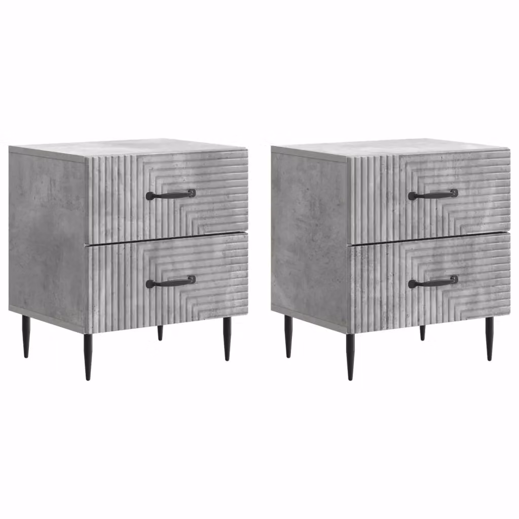 Set di 2 Armadi da Notte vidaXL Moderni in Grigio Cemento, L/P/H: 43 x 34,5 x 47,5 cm – 2