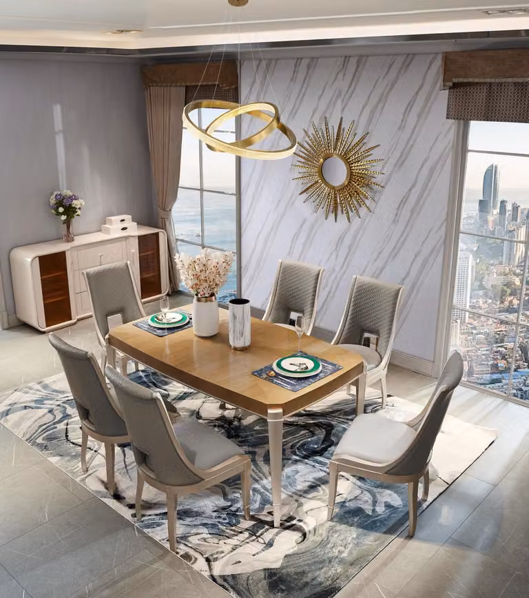 Ess Zimmer 6x Stuhl Set Sitz Garnitur Stühle Polster Lehn Design Holz Gruppe