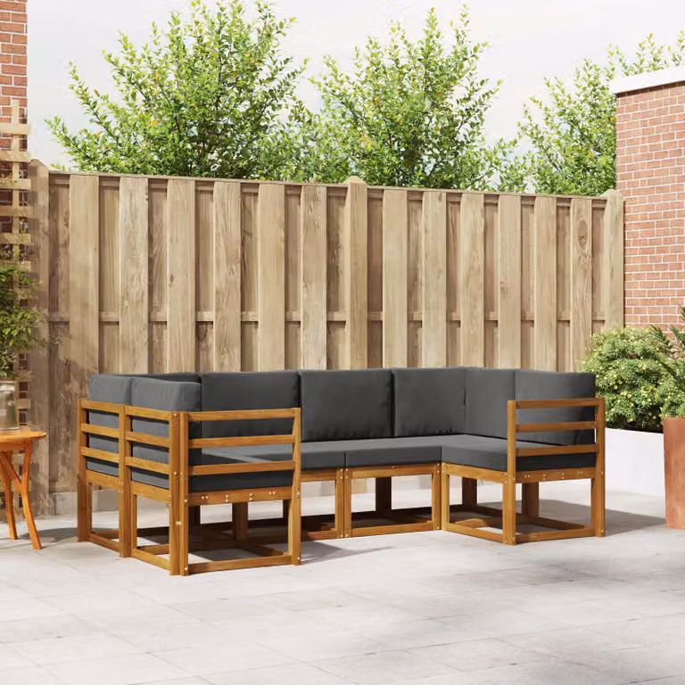 Set di divani da esterno vidaXL 6 pz in legno di acacia con cuscini, colore marrone e antracite