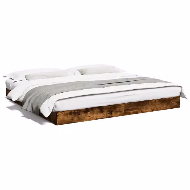 Letto matrimoniale moderno Design In in truciolato e MDF color rovere fumo, L/P/H: 180 x 200 cm – 1