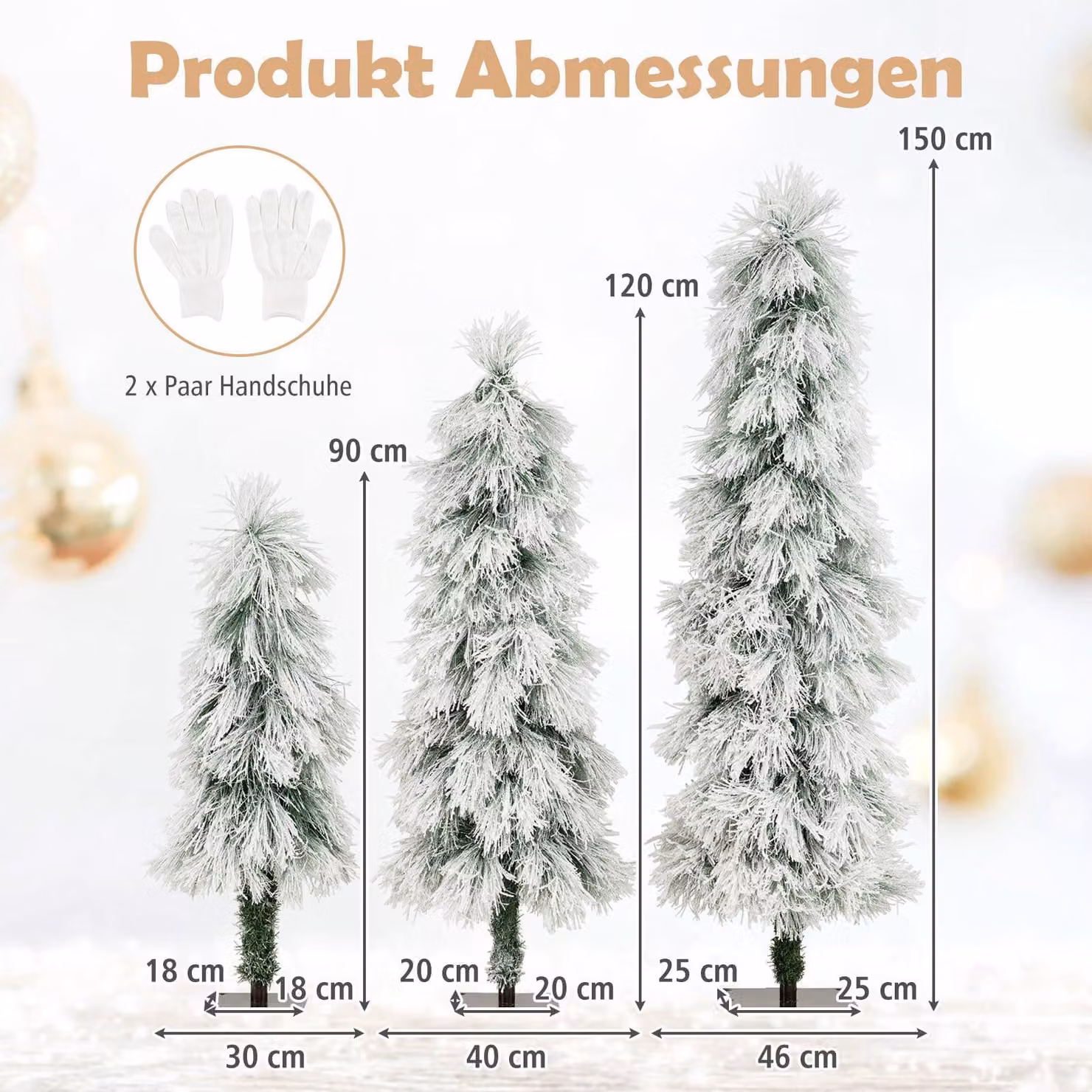 Set di alberi di Natale artificiali con luci, 90-150 cm, con punte innevate