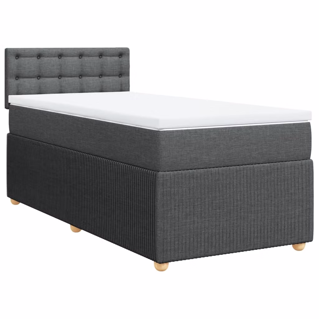 Giroletto a Molle con Materasso Grigio Scuro 90x190 cm Tessuto