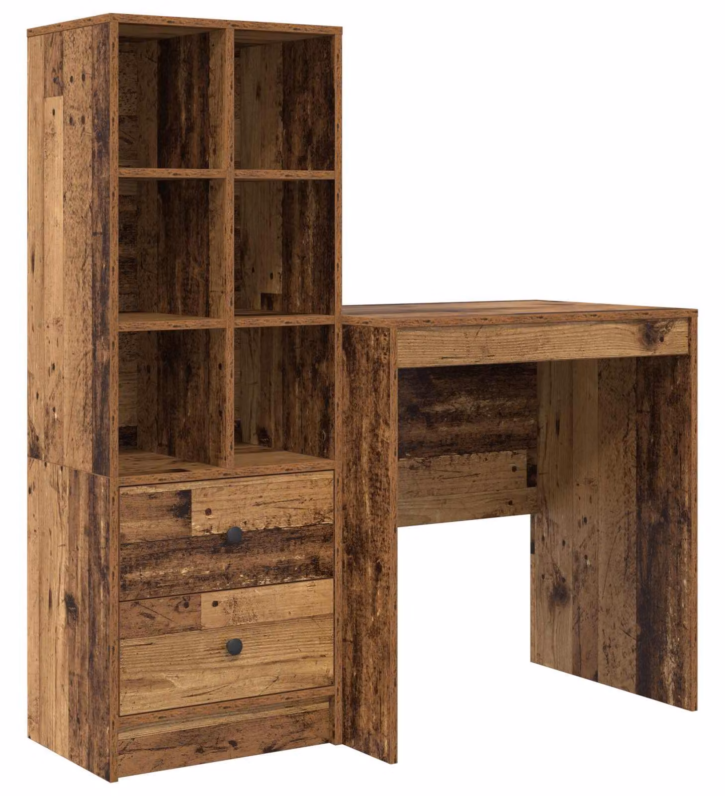 Scrivania con cassetto con lo scaffale 2 pcs Legno vecchio
