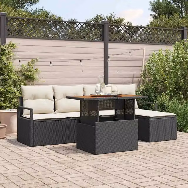 Set Divano da Giardino 6 pz Nero polyrattan 3349697