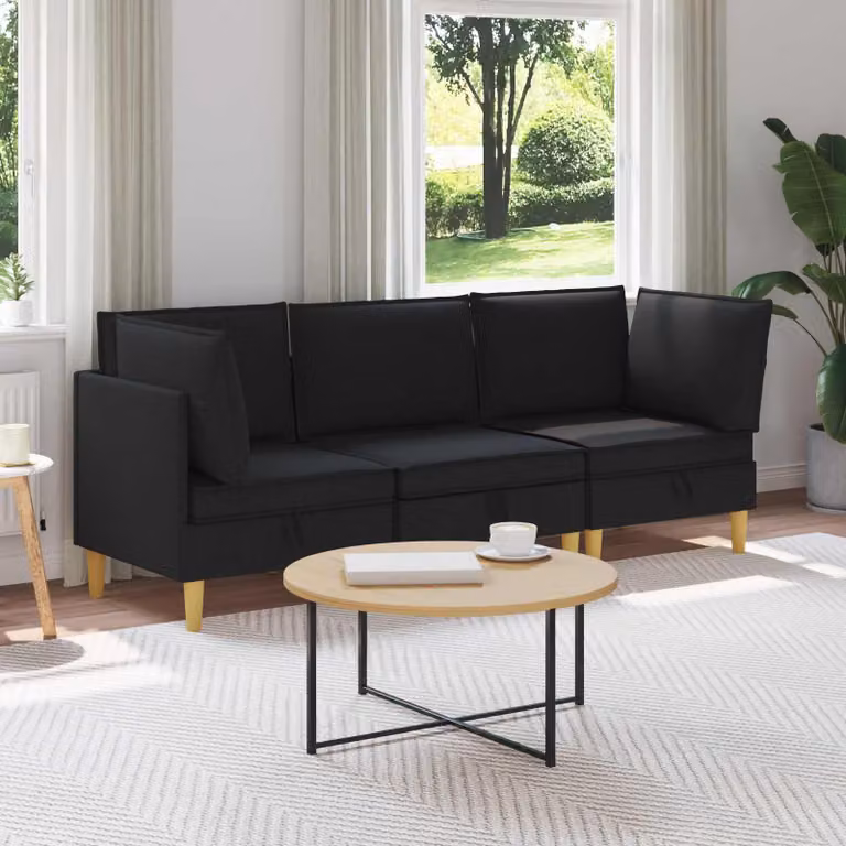 Set di divani modulari vidaXL 3 pz L-shape Nero con coperture rimovibili e imbottitura in schiuma per il tuo soggiorno