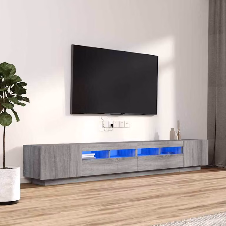 Set di mobili TV moderno vidaXL composto da 3 pezzi in legno multistrato grigio e finitura opaca