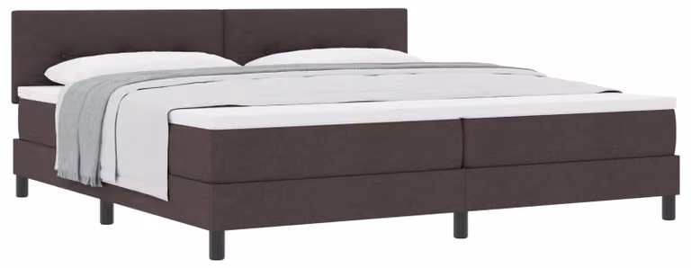 Letto a molle con materasso marrone scuro 200 x 200 cm in tessuto