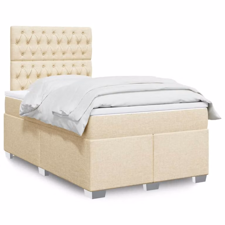 vidaXL Letto Ibrido con Materasso a Molle Insacchettate e Struttura in Legno di Pino, Colore Beige e Bianco, L/P: 120 x 200 cm
