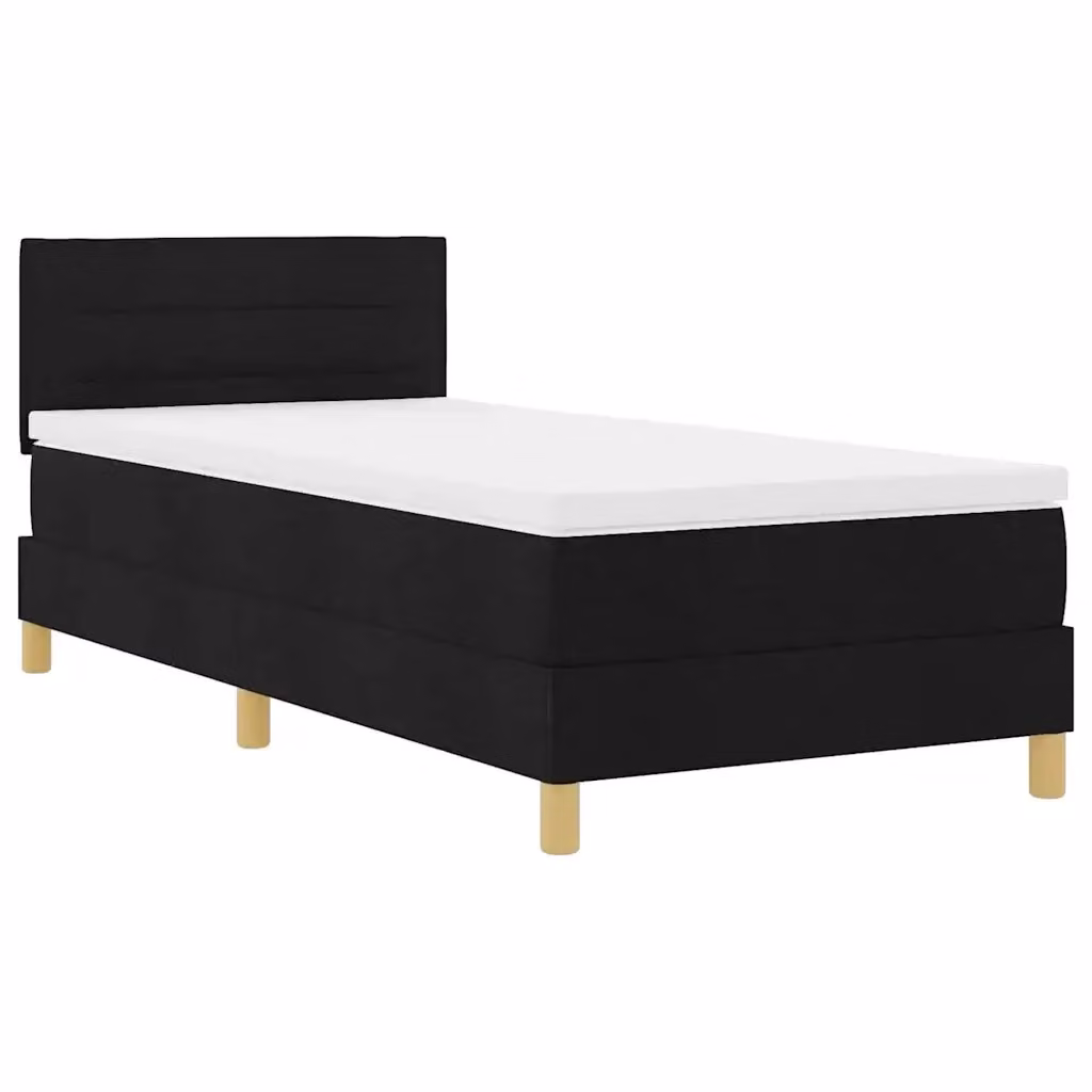 Letto moderno vidaXL in tessuto nero con illuminazione LED sottostante e porta di ricarica USB, L 80 x P 200 cm – 2