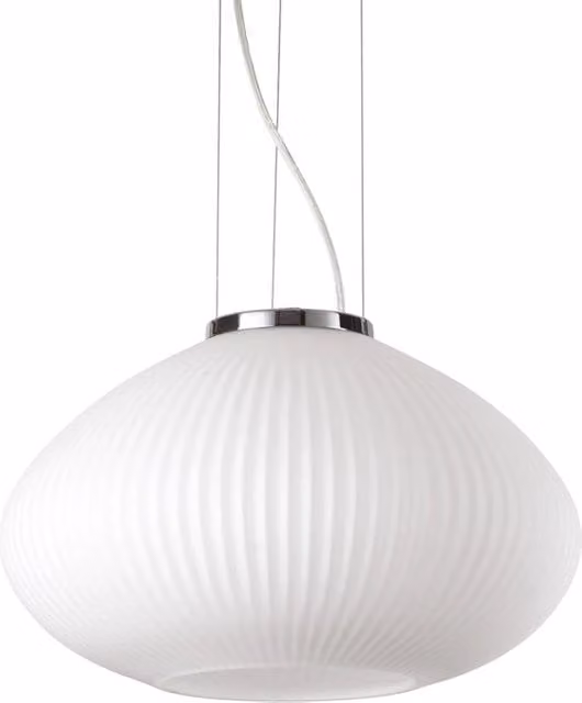 Lampada a sospensione moderna Plisse' IDEAL LUX in metallo cromo con 1 luce E27, Diametro: 35 cm