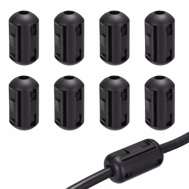 Confezione da 8 anelli ferromagnetici, 5 mm, filtro EMI/RFI, colore nero
