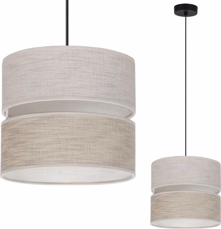 Lampada a sospensione Len Duo nero 1 luce paralume beige-beige L06 20cm