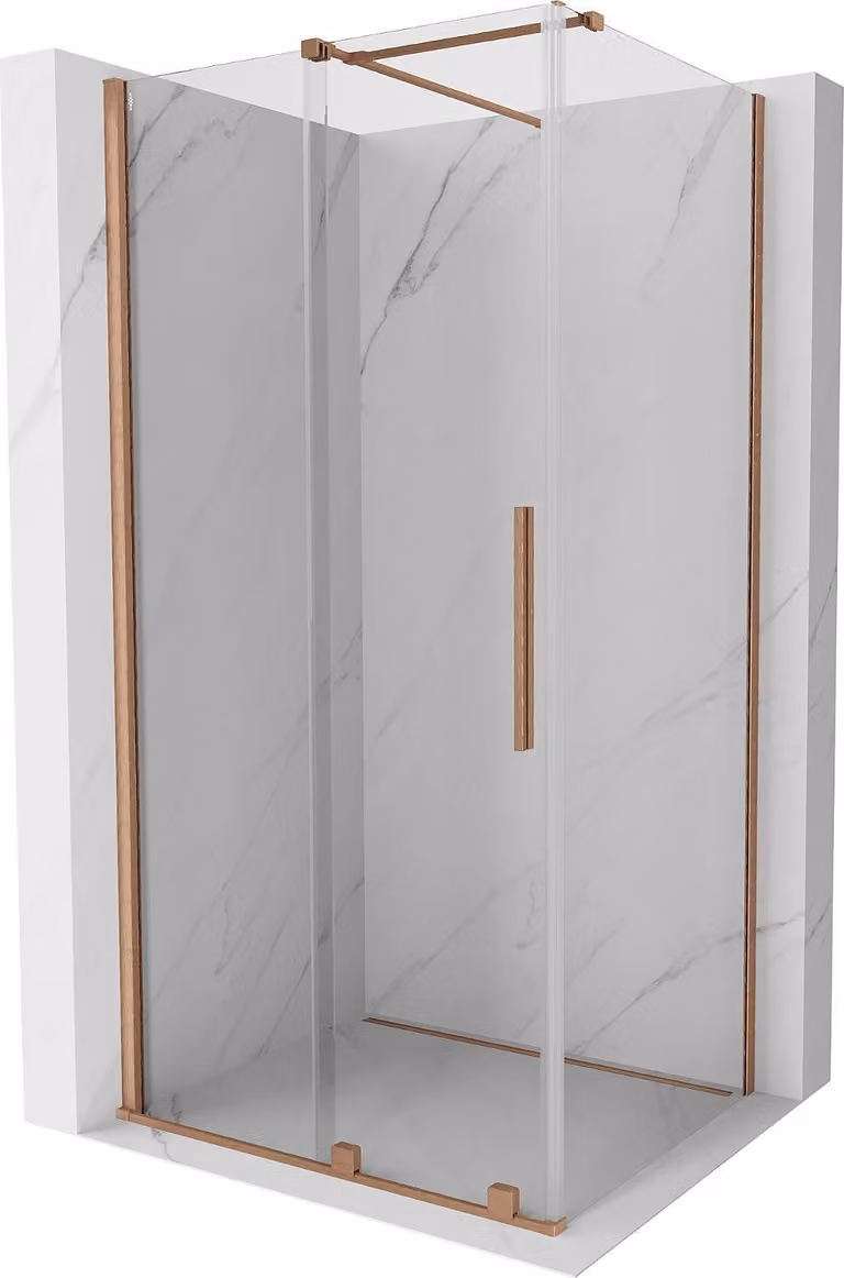 Mexen Velar cabina doccia scorrevole 110 x 90 cm, trasparente, rame spazzolato - 871-110-090-01-65