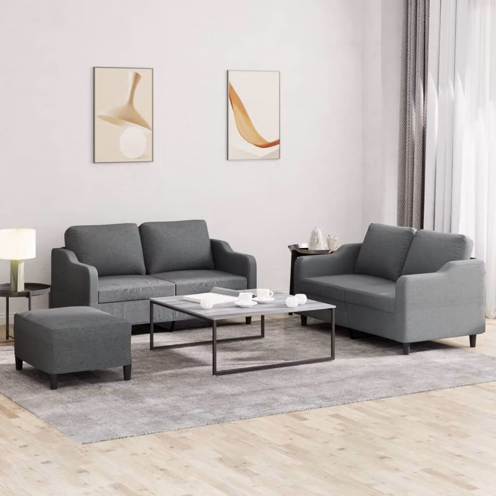 Maison Exclusive - Set divano a 3 pezzi con cuscini in tessuto grigio scuro