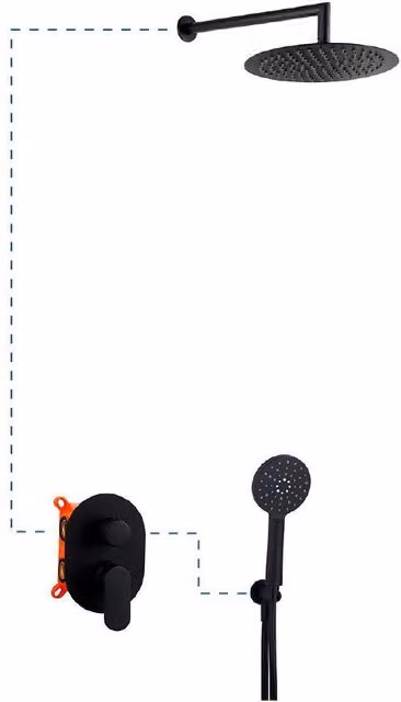 Set doccia completo colore nero opaco, design tondo
