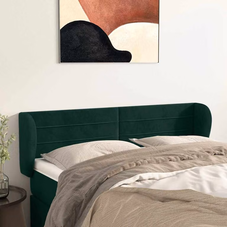 Testiera ad orecchio vidaXL in velluto verde scuro L: 147 cm, P: 23 cm, H: 78-88 cm