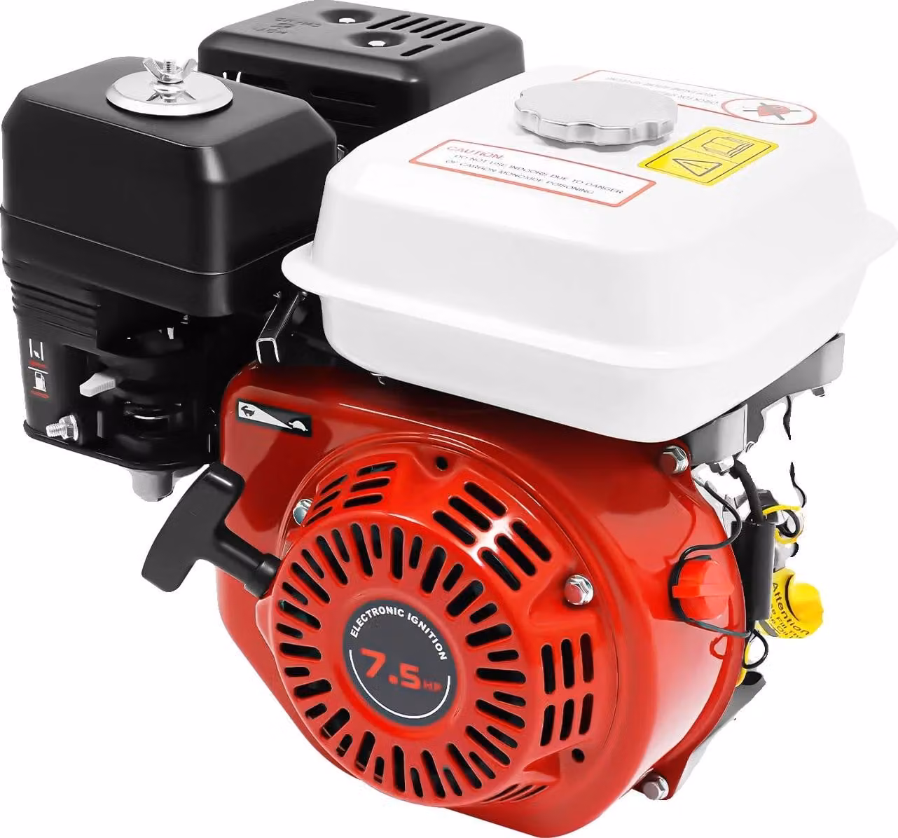 Motore a benzina, potenza 7,5 CV, avviamento a strappo, rosso
