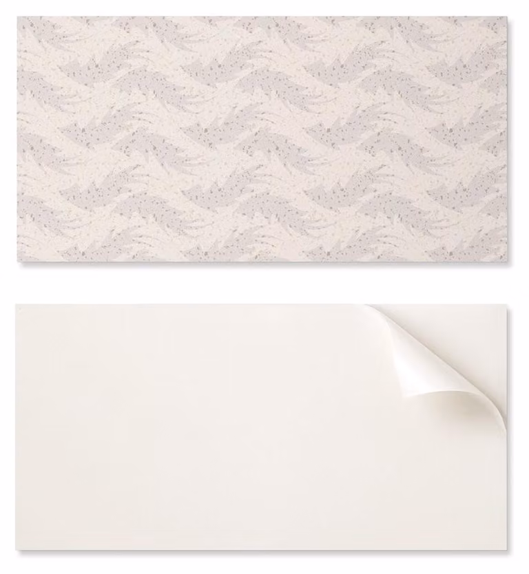 Pannello in vinile autoadesivo con stampa, ideale per bagni, dimensioni 100 x 50 cm, con motivo a foglie su sfondo neutro