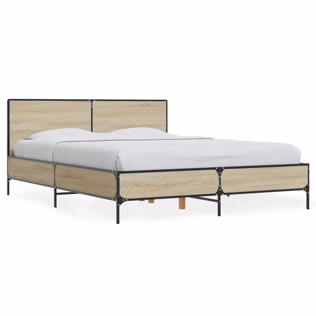 Letto Giroletto vidaXL in Rovere Sonoma e Metallo, L/P: 120 x 200 cm – 2