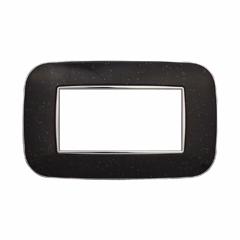 Placca compatibile Bticino Axolute 4 moduli plastica colore nero brillante Orbis serie Moon Ettroit AN91424