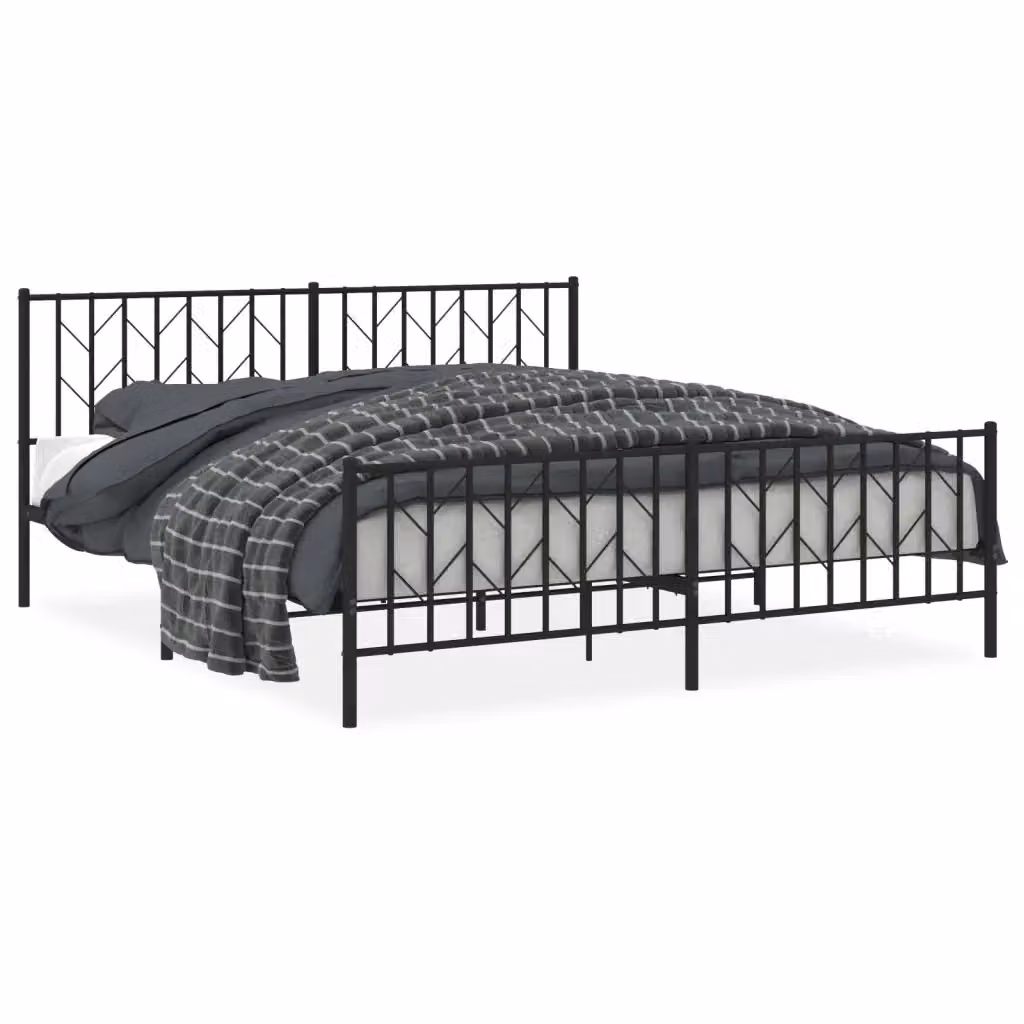Giroletto con testiera e pediera in metallo nero vidaXL L: 187 cm, P: 219 cm, H: 90 cm – 2