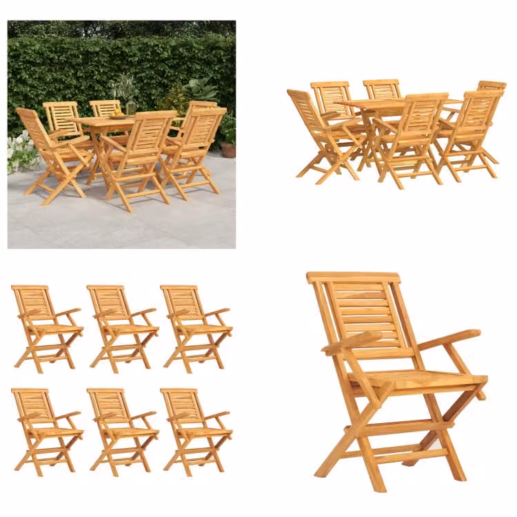 vidaXL Set da pranzo da giardino 7 pezzi in legno massiccio di teak - Set da pranzo da giardino - Set da pranzo - Set da pranzo da esterno