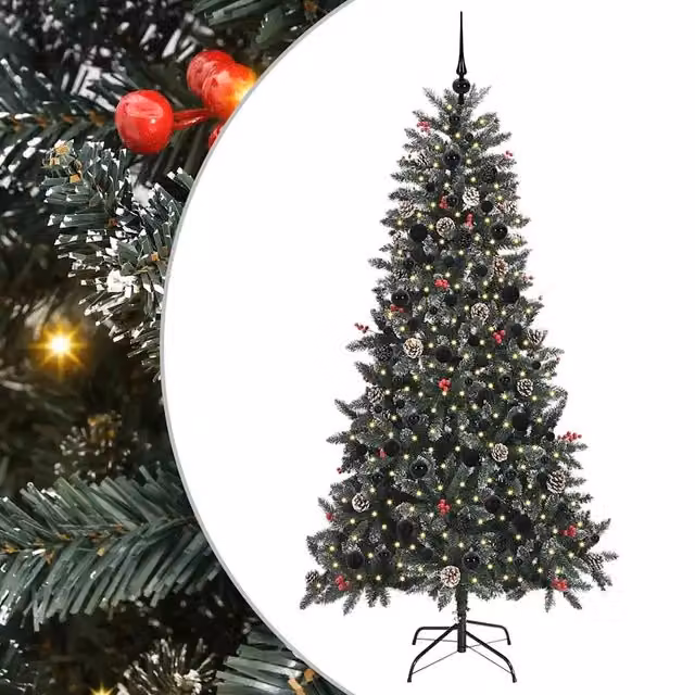 Albero di Natale artificiale verde vidaXL con 300 LED luce bianca calda, Altezza: 210 cm