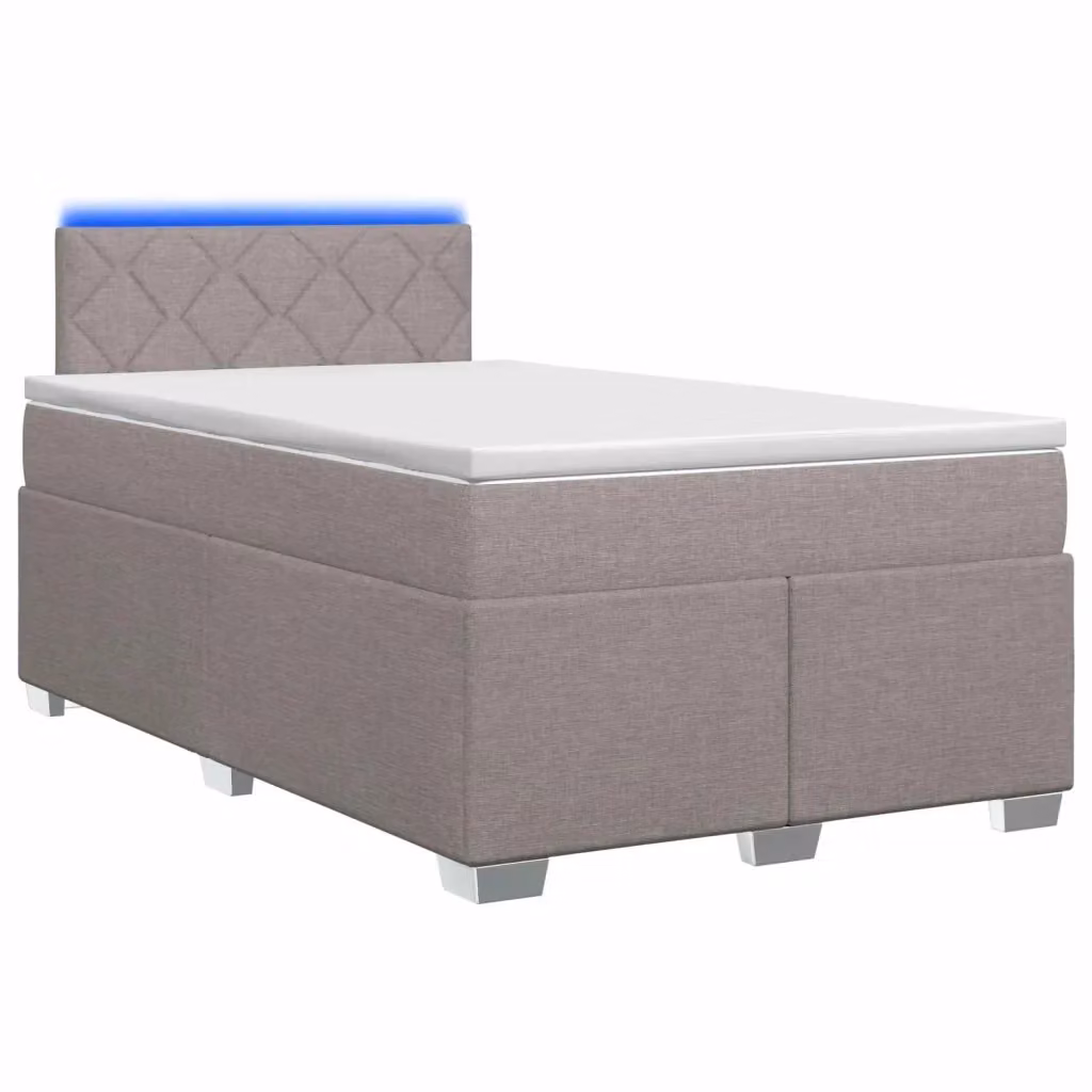 Letto con Box Spring, Materasso Ibrido e Illuminazione LED vidaXL, Colore Tortora, L/P/H: 120 x 200 x 88 cm – 2
