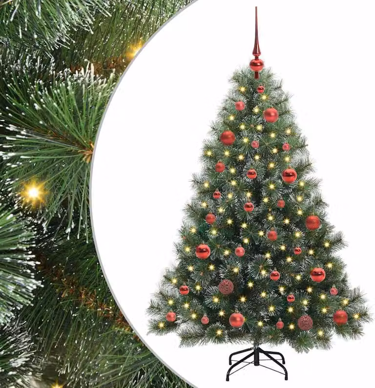 Albero di Natale artificiale con 150 LED Verde 150 cm PE e PVC