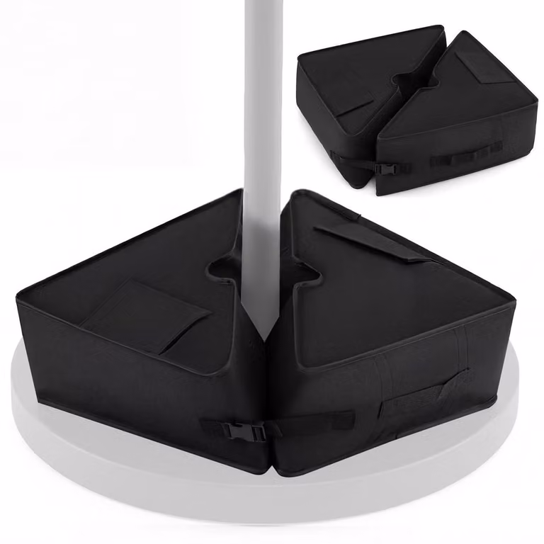 Supporto per ombrellone riempibile, con capacità di 40 kg, colore nero, design a quadrato diviso