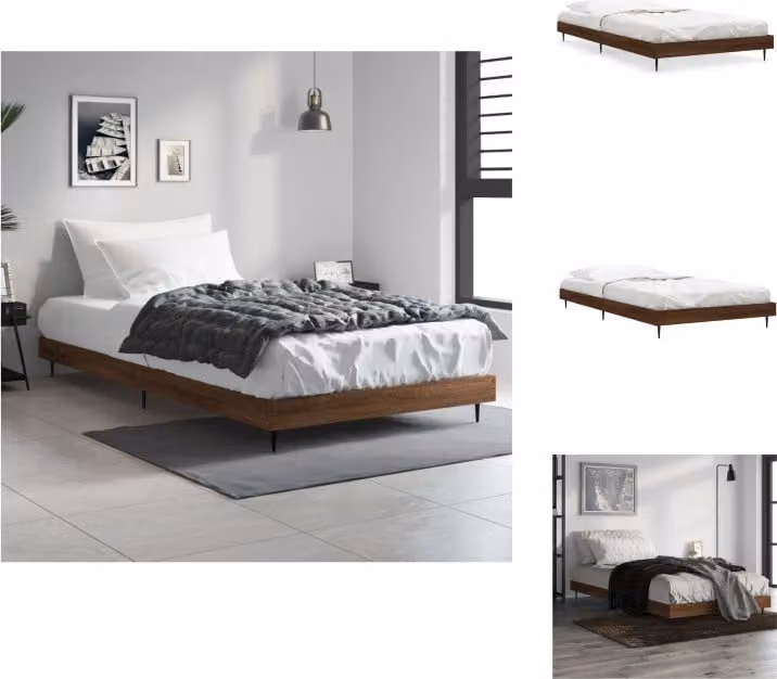 vidaXL Struttura letto in rovere marrone 100x200 cm in legno - Letti e strutture letto