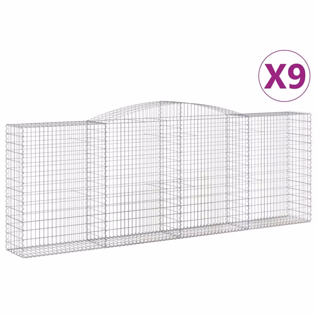 Cesti Gabbioni ad Arco 9 pz 400x50x140/160 cm Ferro Zincato