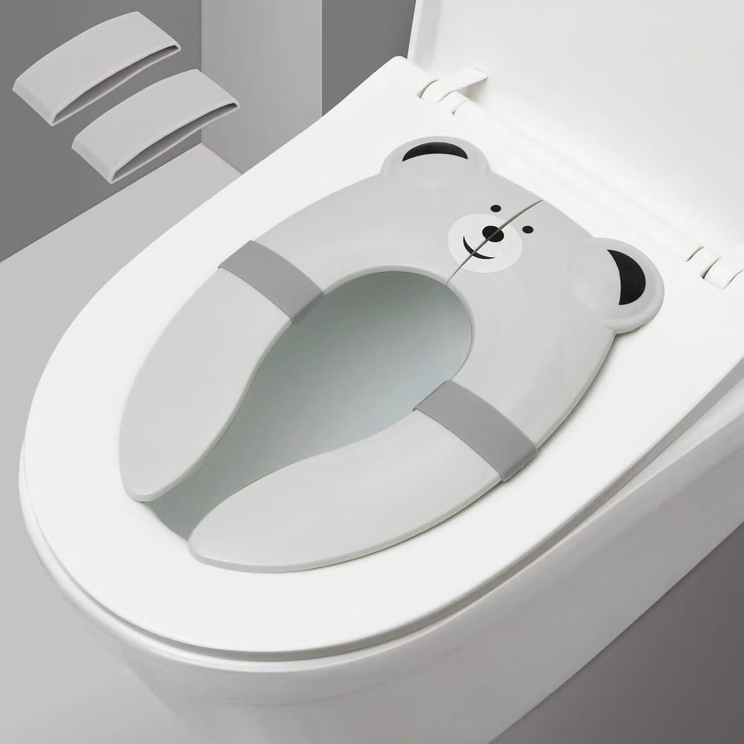 Piccolo sedile per toilette per bambini e per l'addestramento al vasino - Pieghevole - Sedile in silicone portatile per bambini piccoli - Adatto a bambini di entrambi i sessi