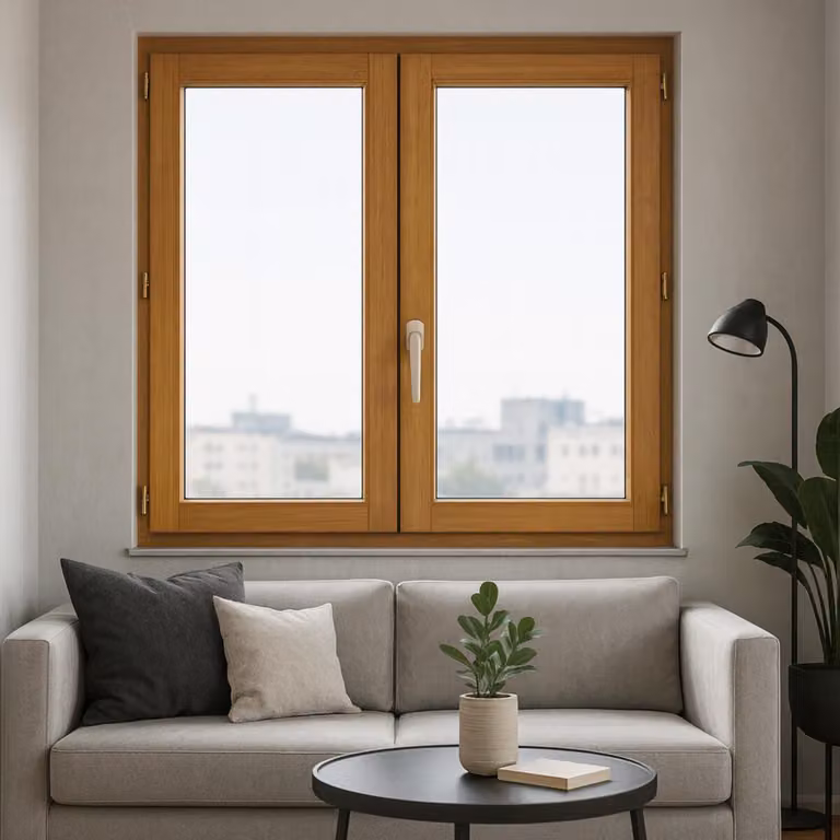 Finestra in legno a 2 ante H115 x L100 cm con tavola laterale GD MENUISERIES