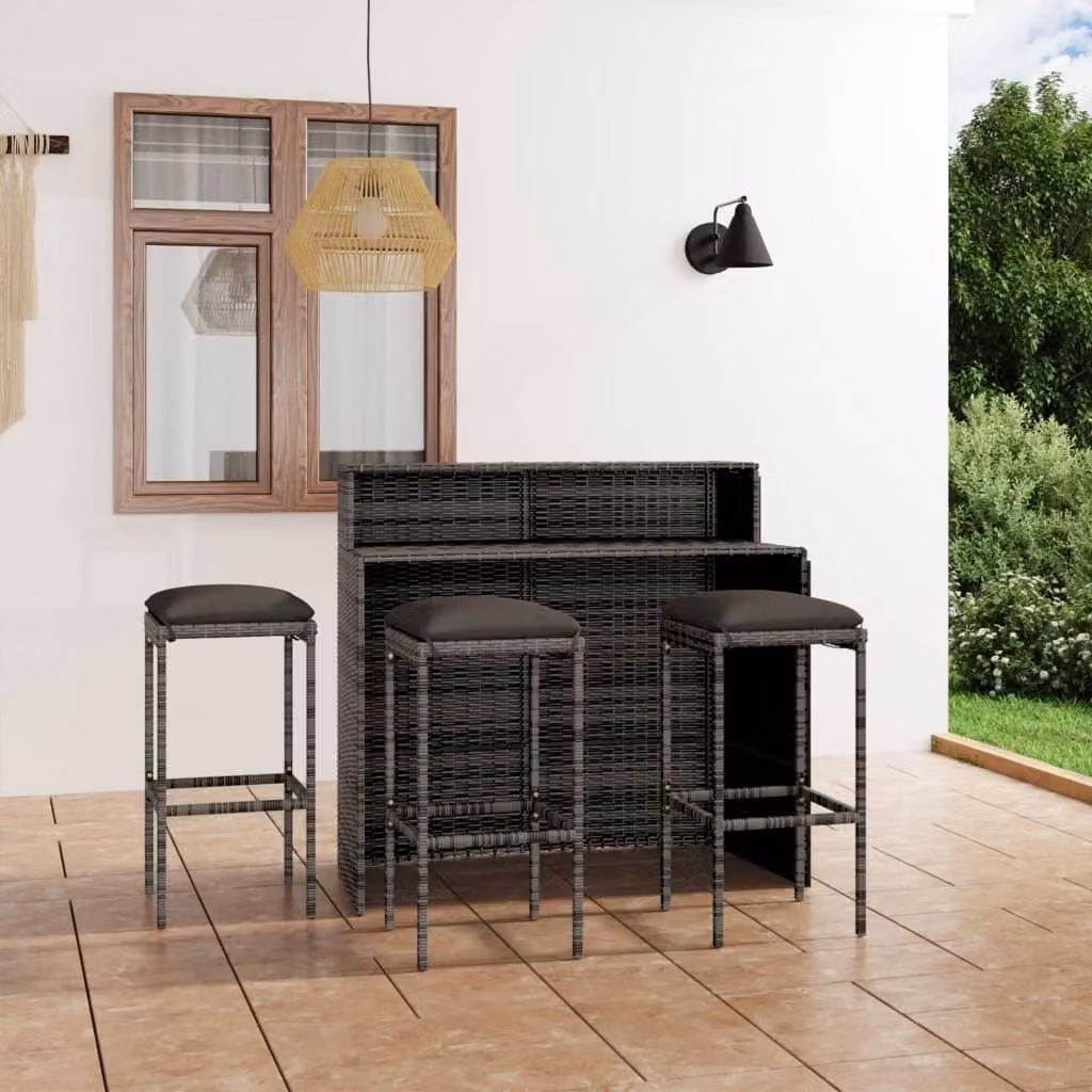 Maison Exclusive - Set da giardino da 4 pezzi con cuscini, grigio