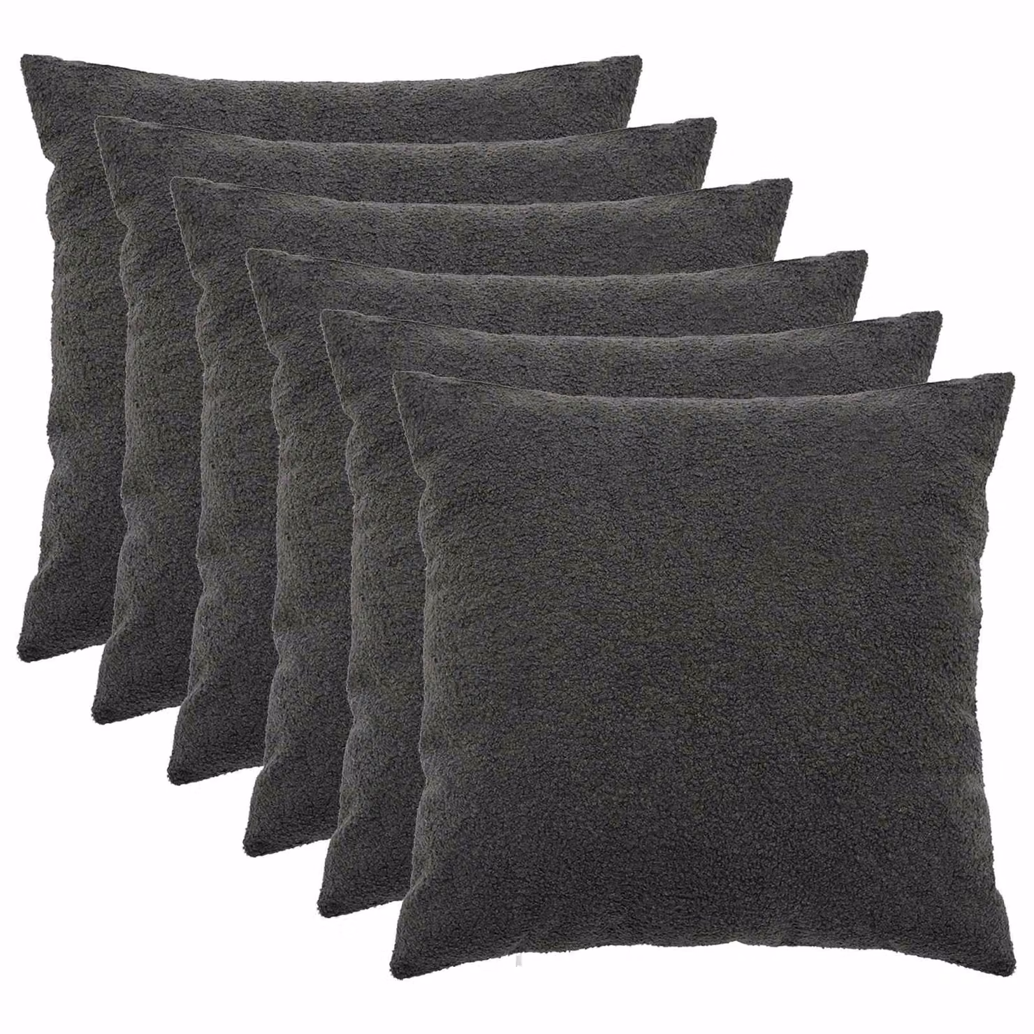 Set di 6 federe vidaXL HEERLEN Grigio, tessuto bouclé, L 55 cm x P 55 cm