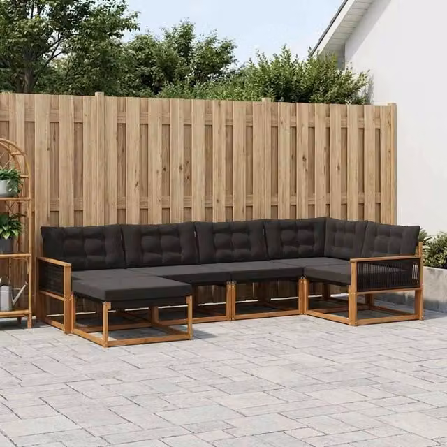 Set di divani da esterno 6 pz Naturale e Nero 3381536