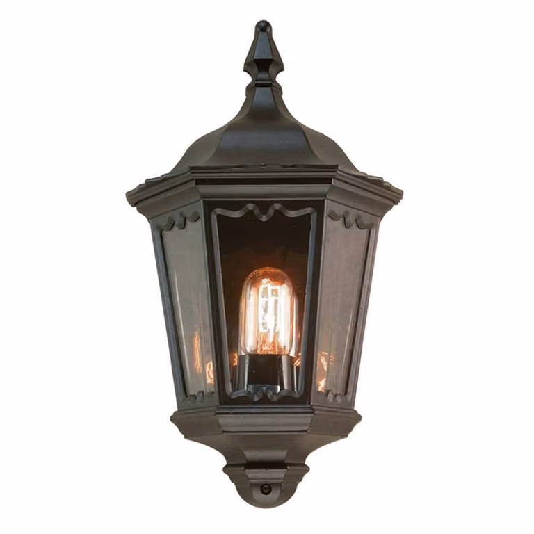 Applique da esterno Medstead nera 1xE27x60W in alluminio, dimensioni: 44,5x26x14 cm, IP44, Elstead